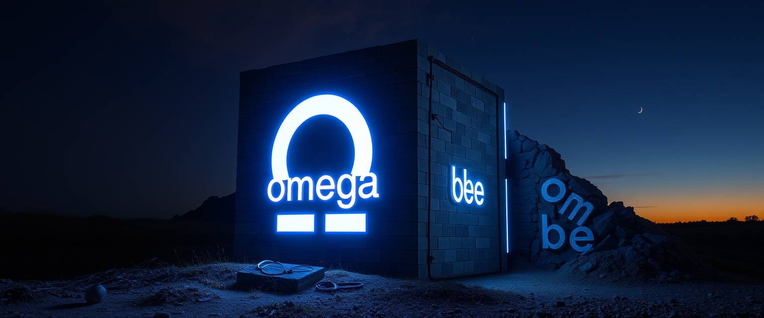 Omegacube 5 - OmegaQube - Omega Sign on a Black Cube