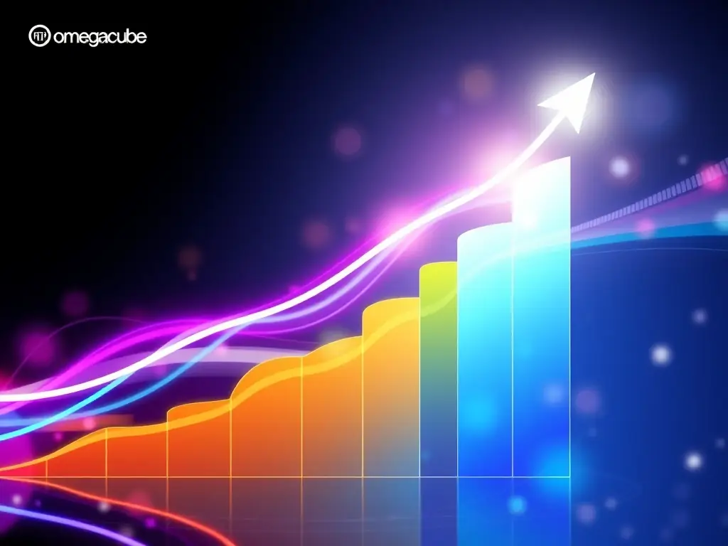 A graph showing upward trends in sales and customer satisfaction, illustrating the positive impact of Omegacube CRM on business growth.