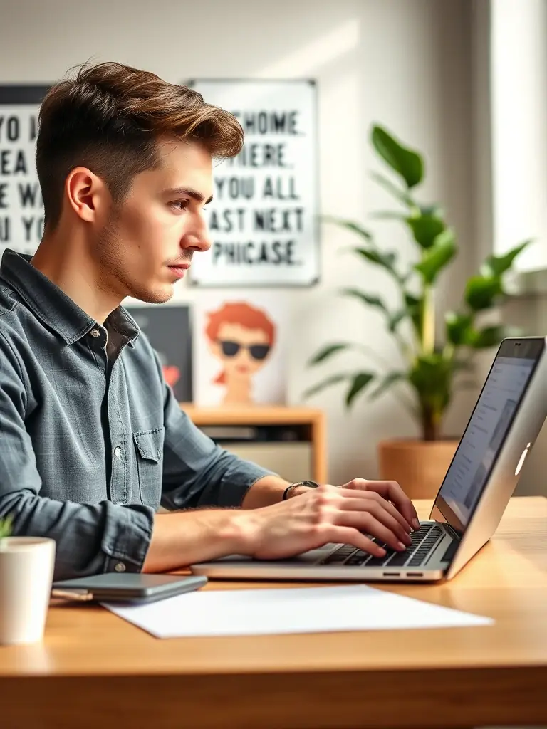 An image depicting a person carefully responding to a negative online review, showing the process of addressing concerns.