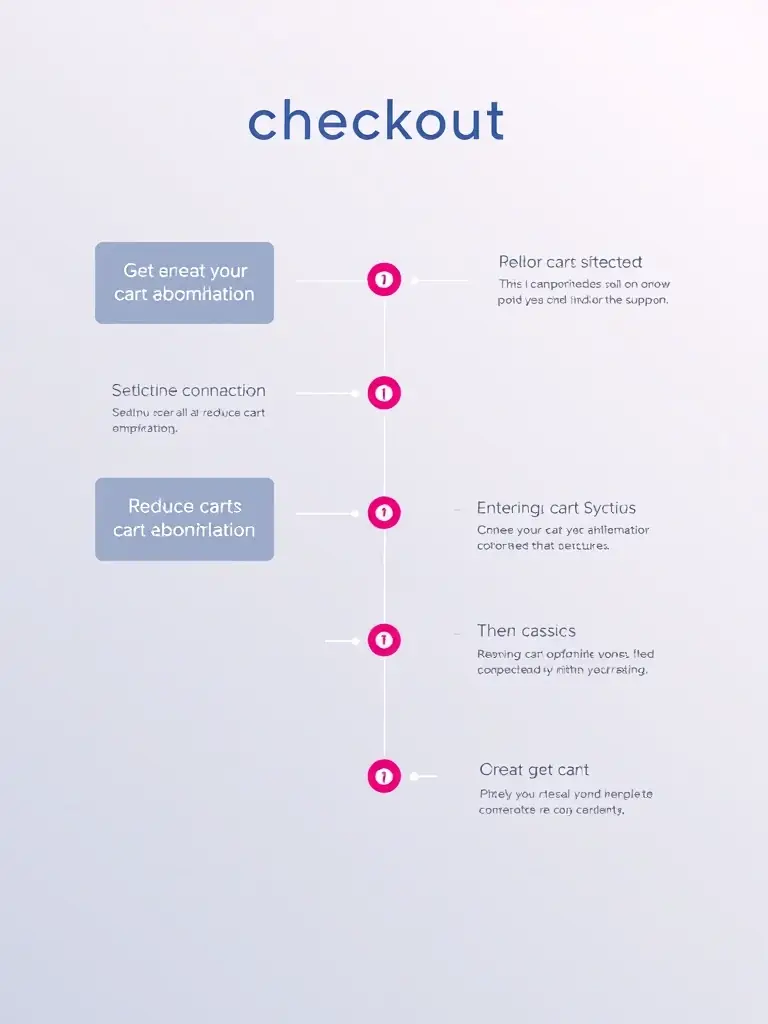 A clean, modern graphic illustrating a streamlined checkout process with minimal steps and clear call-to-actions, emphasizing ease of use and reduced cart abandonment for Omegacube's eCommerce optimization services.