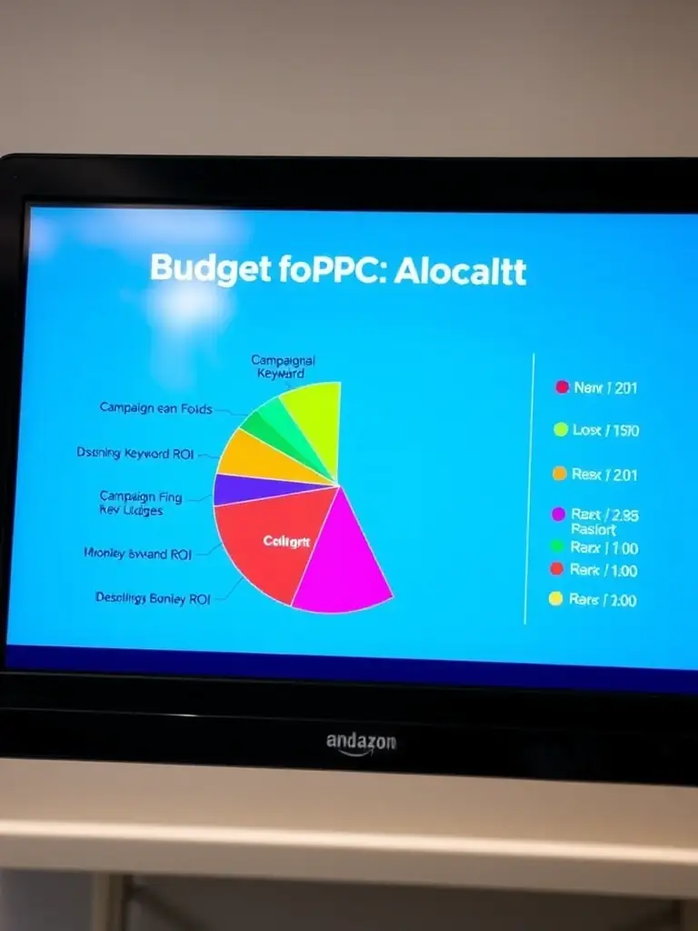 A visual representation of a budget allocation pie chart, illustrating how PPC budget is distributed across different campaigns, keywords, and platforms, with a focus on maximizing efficiency and ROI, reflecting Omegacube's commitment to budget optimization.