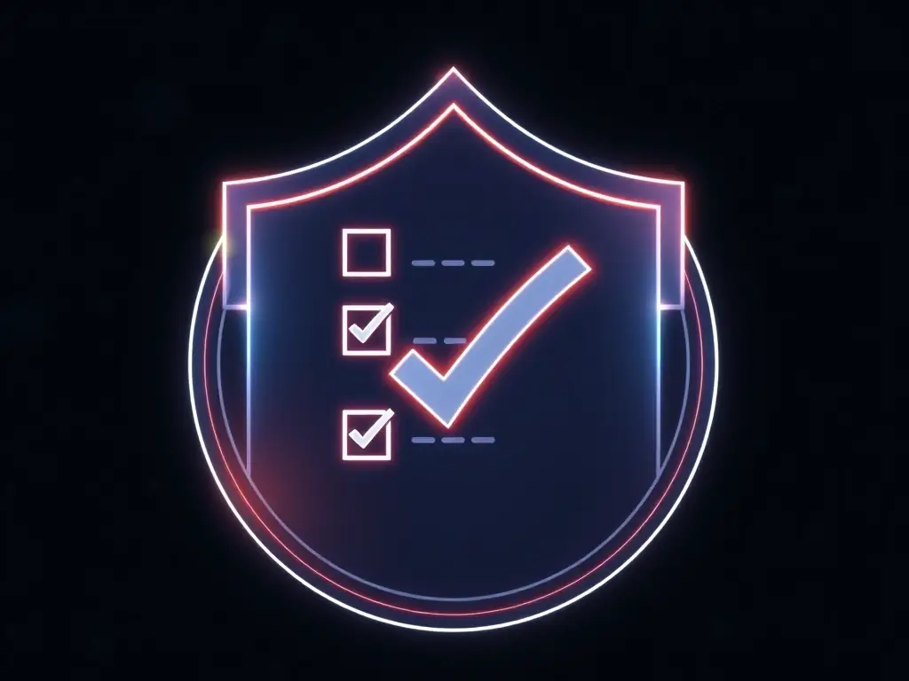 A checklist icon with a shield, symbolizing compliance and security in Facebook advertising. The image should convey trust and adherence to Facebook's advertising policies.