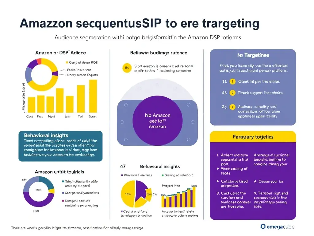 A detailed graphic showcasing audience segmentation and targeting within the Amazon DSP platform, highlighting the use of Amazon's data and behavioral insights.