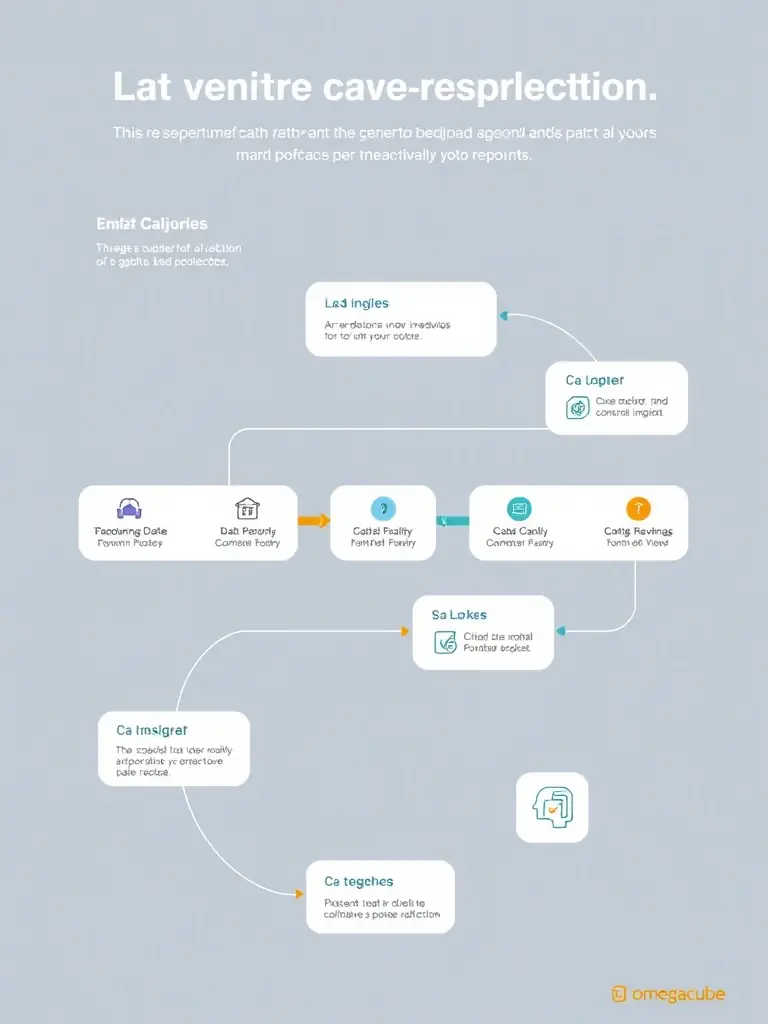A clean, professional infographic illustrating the reporting process, from data collection to actionable insights, with Omegacube's branding and color scheme.