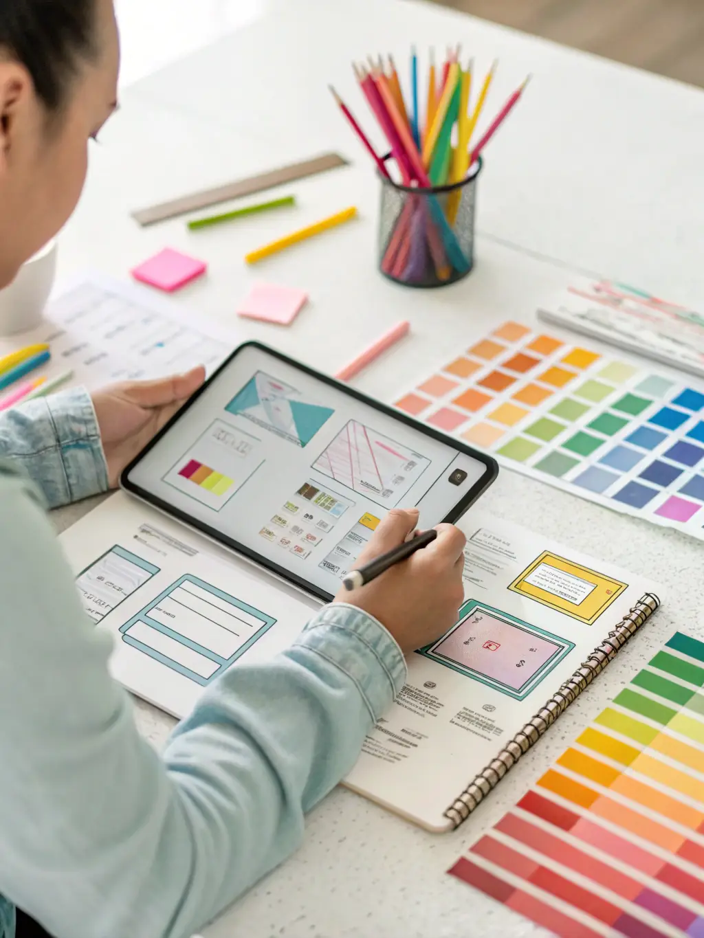 A graphic designer creating visually appealing graphics for a client's social media campaign, showcasing Omegacube's graphic design service.