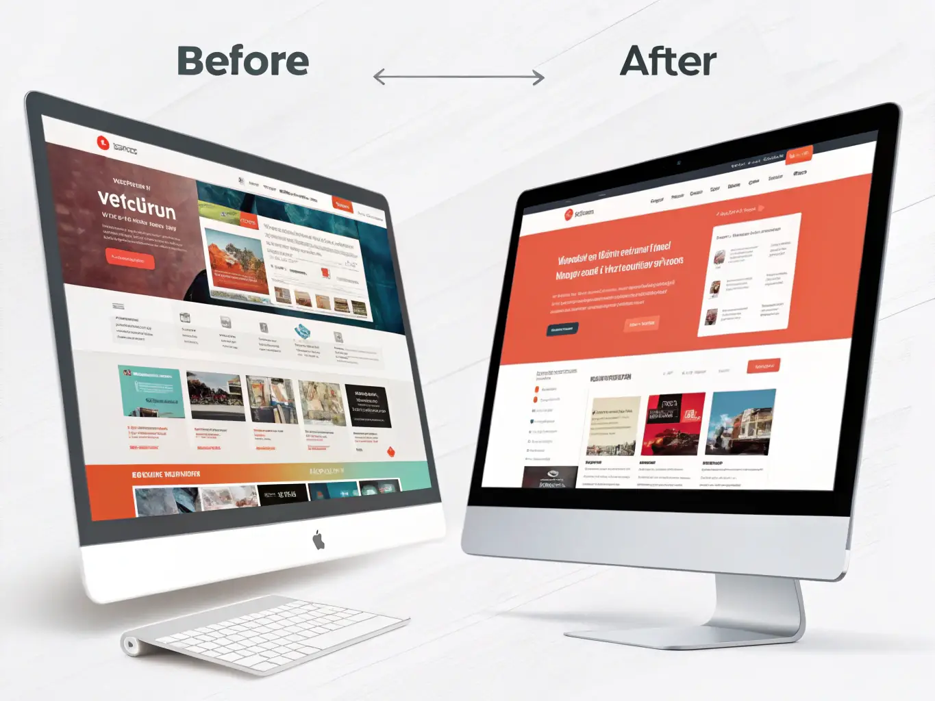 A graphic showing a website being redesigned and updated, highlighting the transformation and modernization of the site.