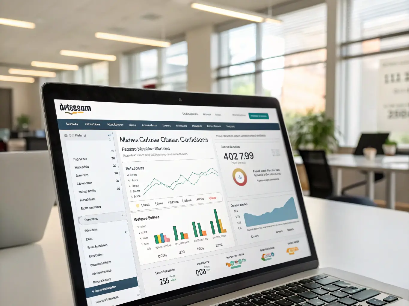 A professional photograph of an Amazon seller central dashboard, showcasing key performance indicators and sales metrics, symbolizing effective account management.