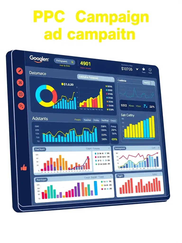 A screenshot of a PPC campaign dashboard showing reduced cost-per-click and improved ROI after optimization using data science techniques, used on the Omegacube website.