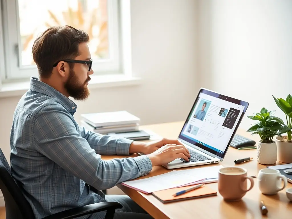A professional workspace featuring a content strategist collaborating with a marketing team, reviewing analytics dashboards and content calendars, symbolizing data-driven content planning and execution.