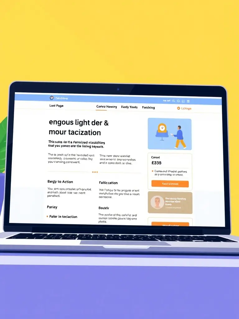 A split screen showing two versions of a landing page, one optimized with clear call-to-actions and the other unoptimized, illustrating A/B testing.