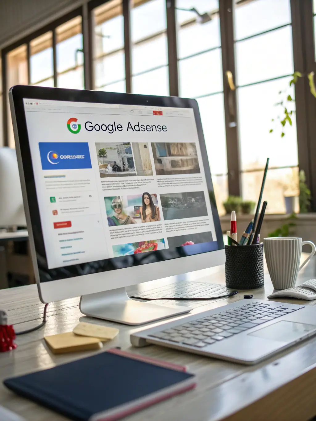 A close-up shot of a computer screen displaying targeted ads on Google, showcasing various ad formats and extensions, with a focus on keyword relevance and ad copy optimization, reflecting Omegacube's expertise in creating effective PPC ads.