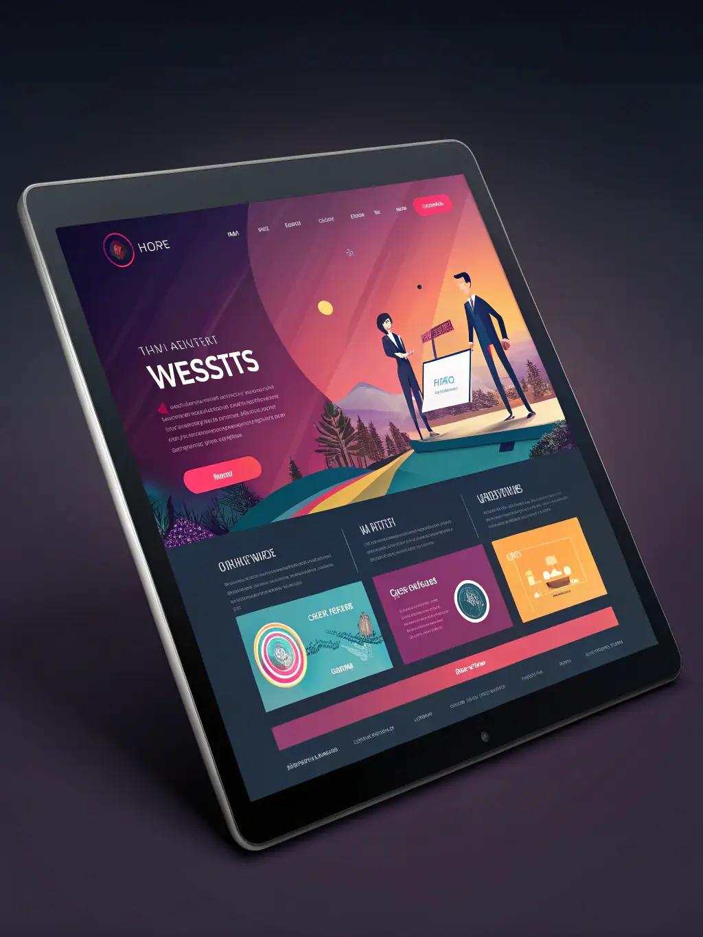 A modern web design mockup showcasing a responsive website layout with clean design elements, highlighting Omegacube Agency's expertise in creating user-friendly and visually appealing websites.