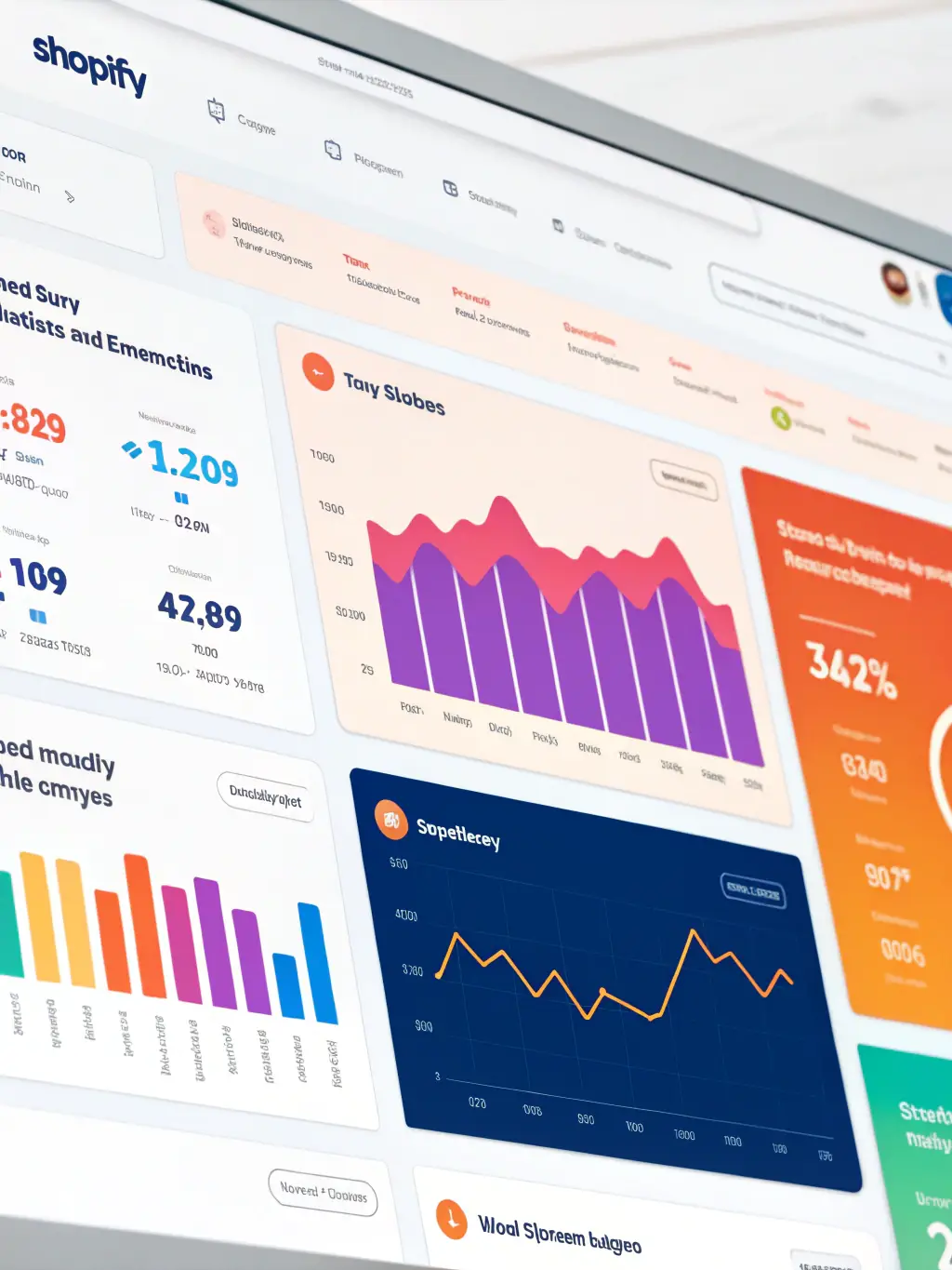 An eCommerce website dashboard displaying real-time analytics and sales data, highlighting the ability to track performance and optimize strategies.