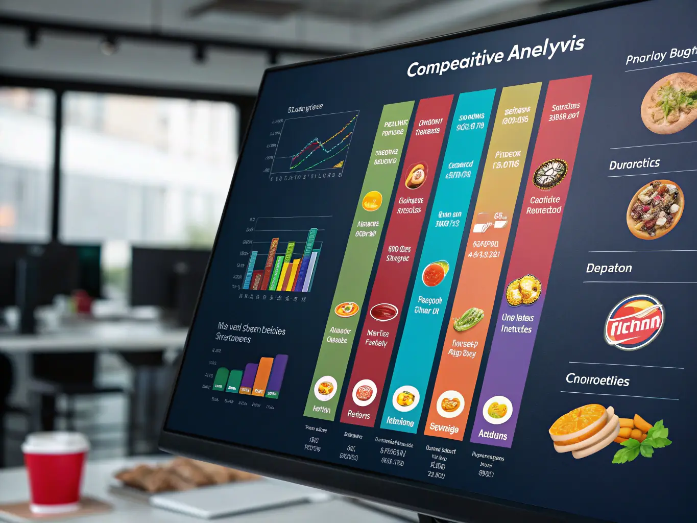 A detailed competitive analysis chart comparing a company's social media performance against its top competitors. The chart highlights key metrics such as follower growth, engagement rate, and content reach.