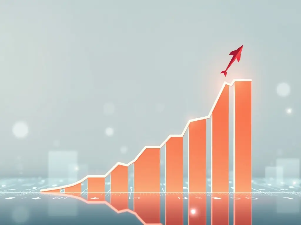 A visual representation of a website's search engine ranking improving over time, with upward-trending graphs and charts, symbolizing enhanced SEO performance through strategic content.