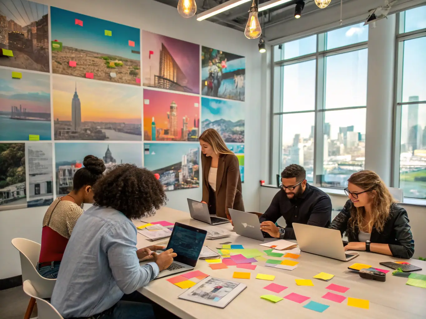 A team of marketing professionals is strategizing to improve brand consistency across all platforms, ensuring a unified message and visual identity.