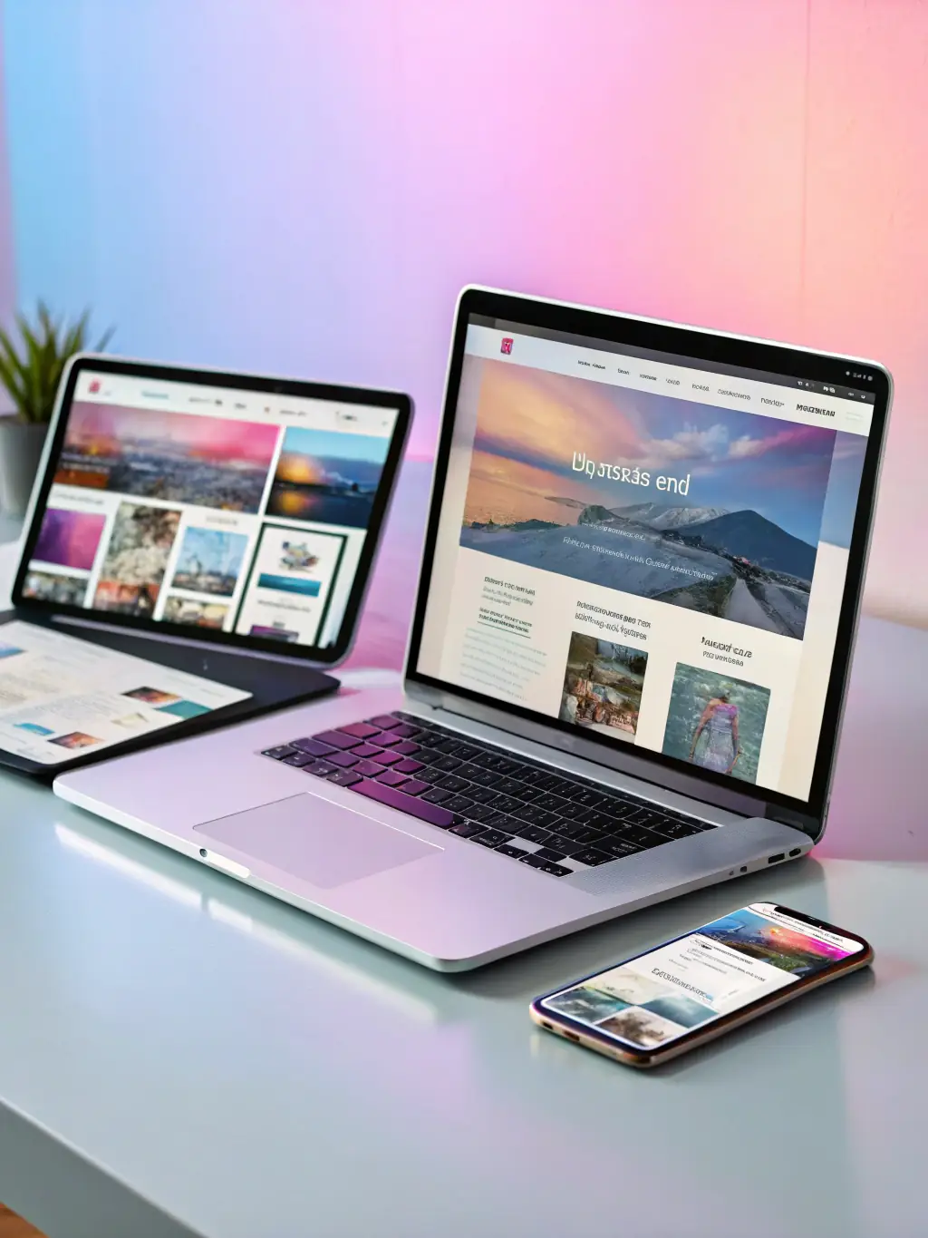 A modern, responsive website design mockup displayed on various devices (desktop, tablet, mobile), showcasing clean design and user-friendly interface.