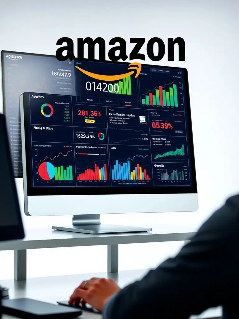 An image of a data analytics dashboard showing improved search rankings and increased sales attributed to Omegacube's Amazon SEO services, demonstrating tangible results.