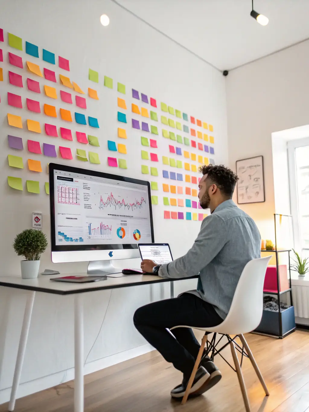A skilled digital marketing specialist analyzing campaign performance metrics on a dashboard, optimizing strategies for maximum ROI.