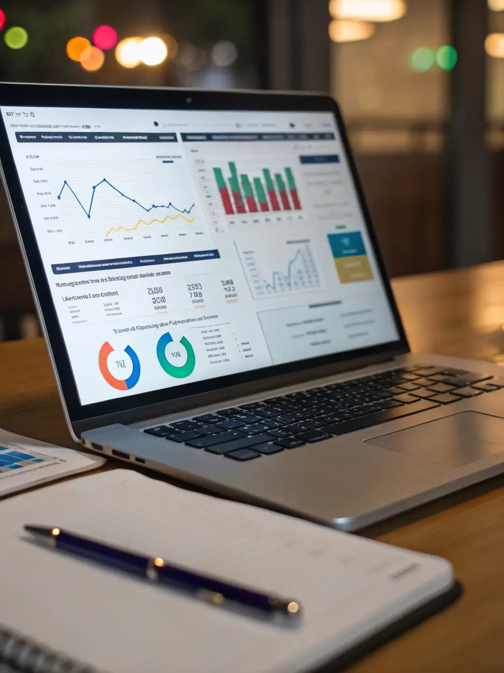 A professional photograph showcasing a detailed PPC campaign dashboard with various metrics and analytics displayed, emphasizing data-driven decision-making for Omegacube's Enterprise PPC solution.