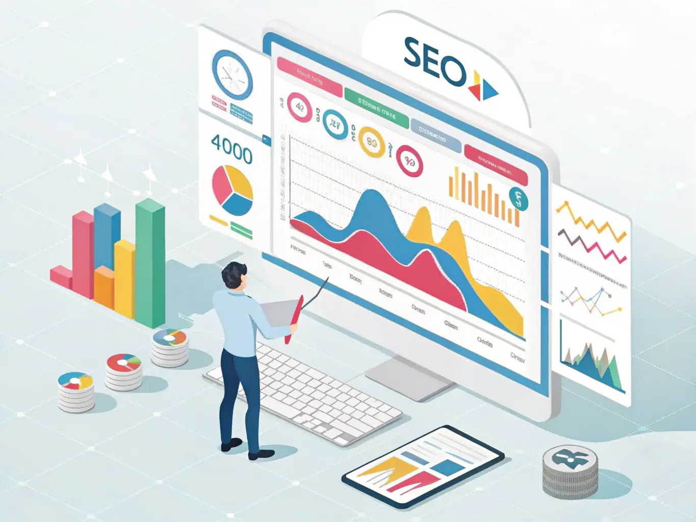 A website analytics dashboard showing high search engine rankings, illustrating Omegacube's expertise in SEO optimization for web design.