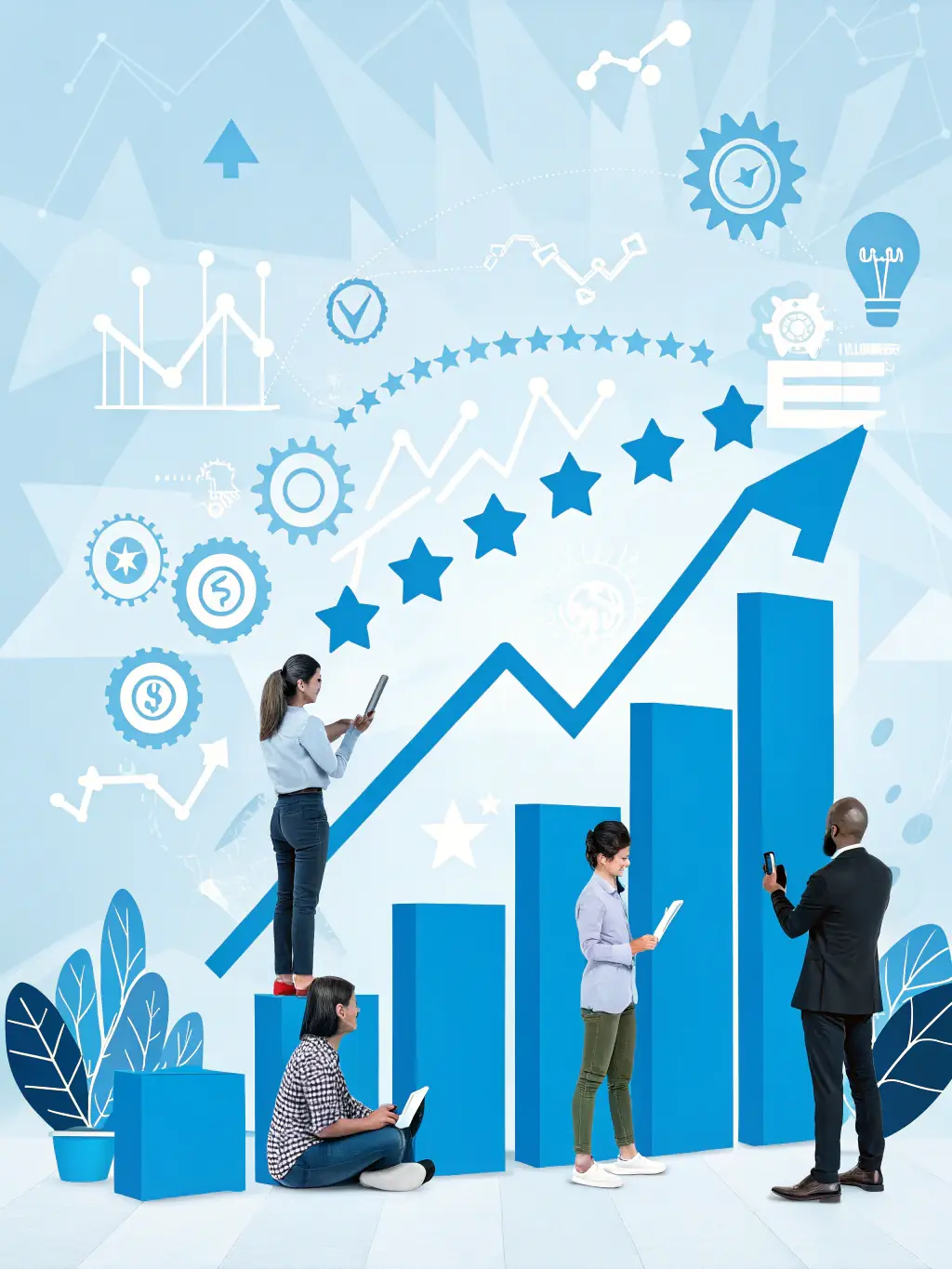 A visual representation of a brand's reputation improving over time, such as a graph trending upwards, symbolizing positive growth.