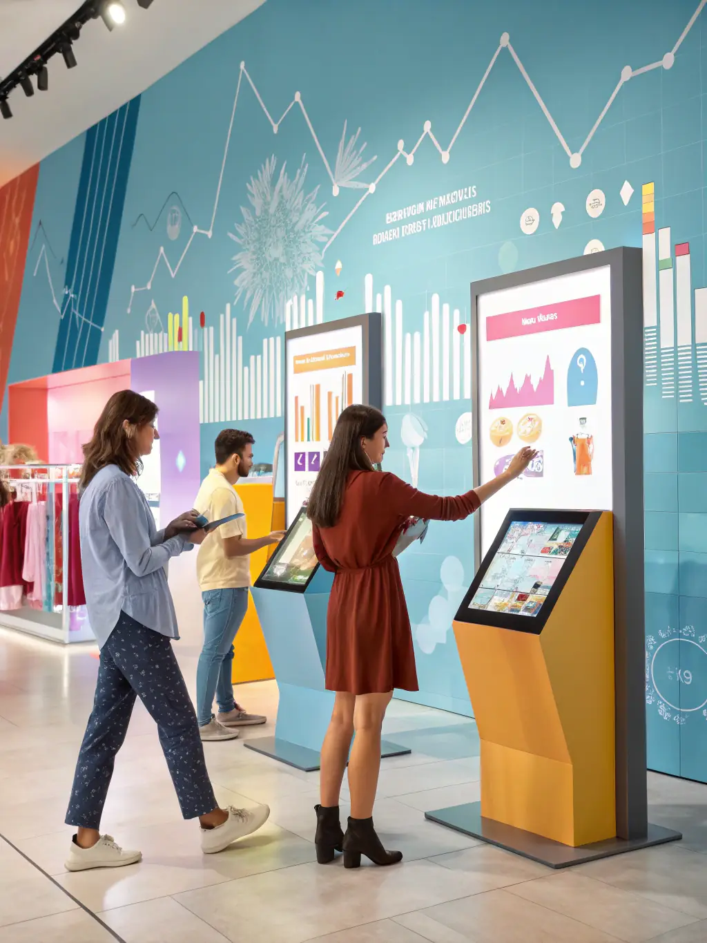 A vibrant visual representing increased online sales in a retail setting, highlighting customer engagement, brand loyalty, and optimized marketing efforts achieved through Omegacube's services.