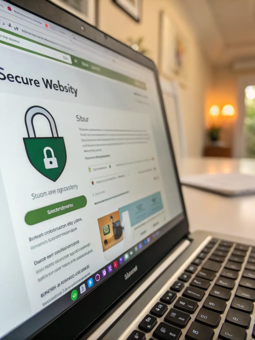 A secure website interface with visible security badges and encryption symbols, emphasizing Omegacube's dedication to protecting client data.