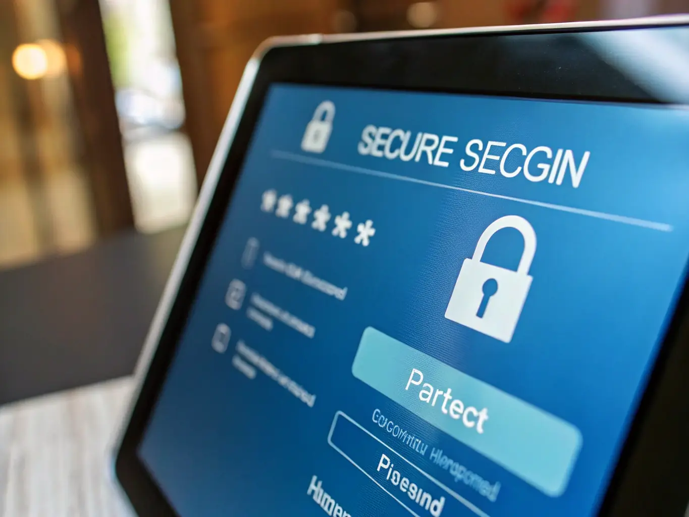 A secure website interface displaying a padlock icon, symbolizing Omegacube's commitment to providing robust security measures for all web design projects.