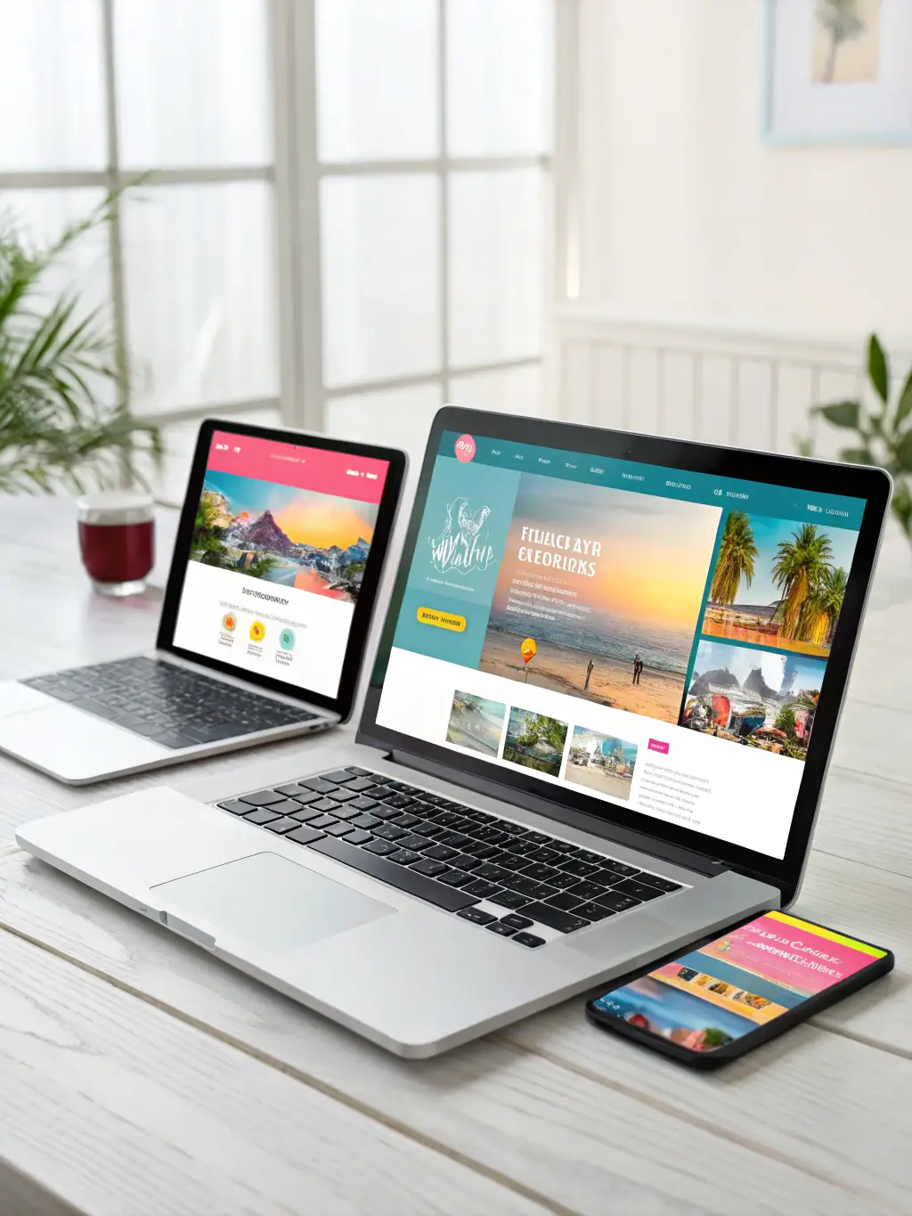 A visually appealing image of a responsive website design displayed across various devices (desktop, tablet, mobile), showcasing Omegacube's expertise in creating user-friendly and modern web designs.