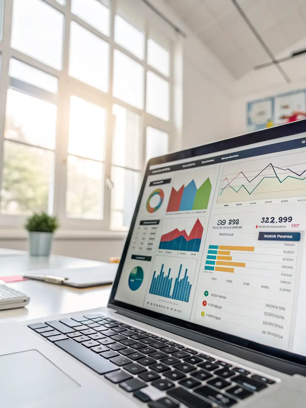 A visually appealing SaaS platform dashboard showcasing SEO analytics, keyword rankings, and backlink monitoring tools, designed for digital marketing professionals.
