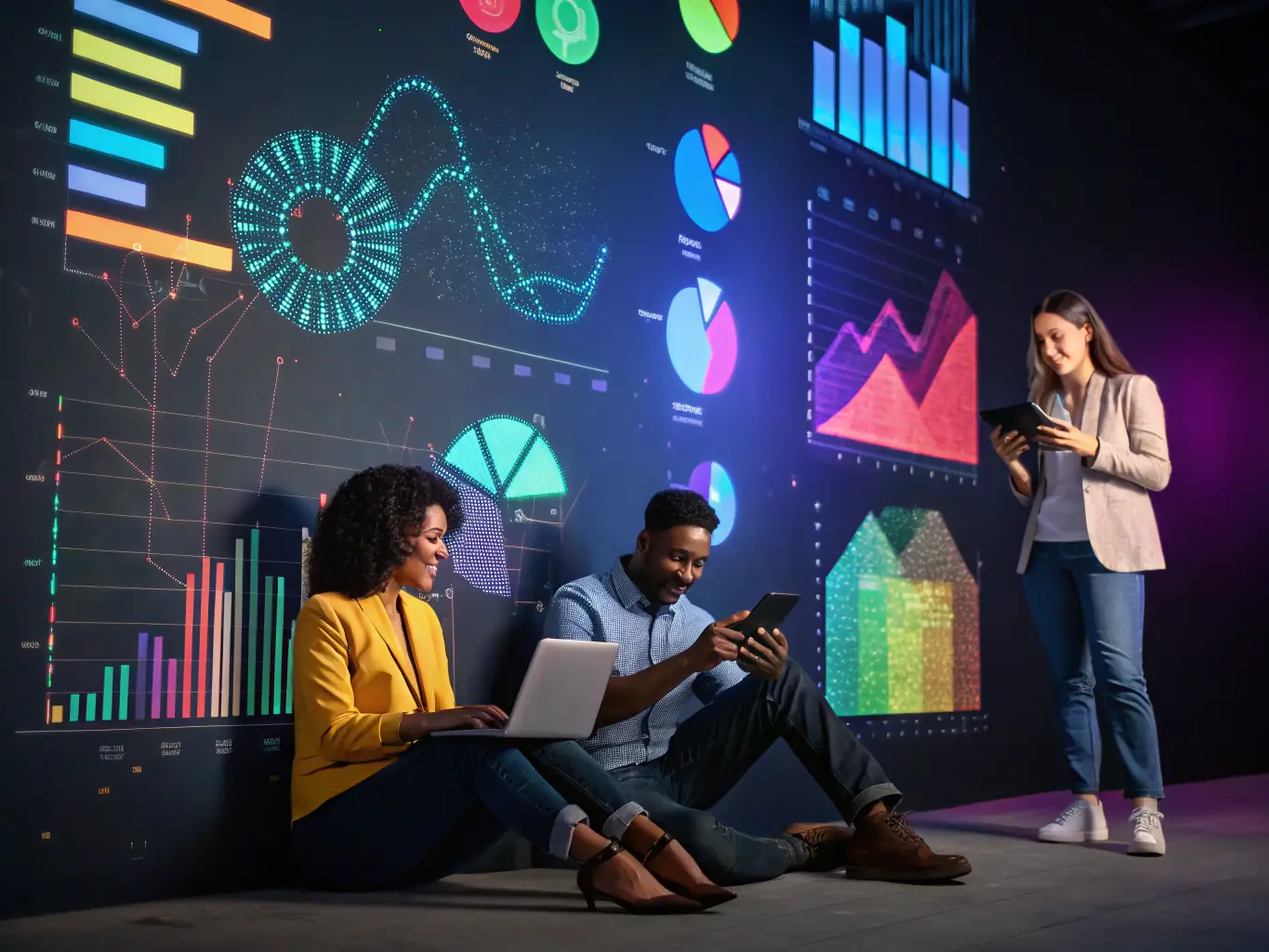 A visually appealing image showing personalized customer experiences on various devices, with data points connecting to individual customer profiles.