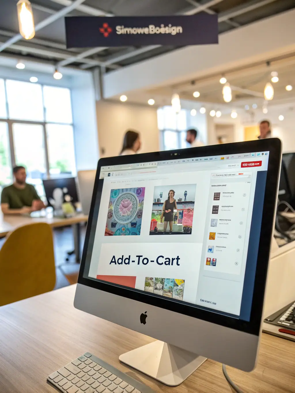 A clean, modern eCommerce website design showcasing a user-friendly interface with easy navigation on a desktop computer, emphasizing a seamless shopping experience.