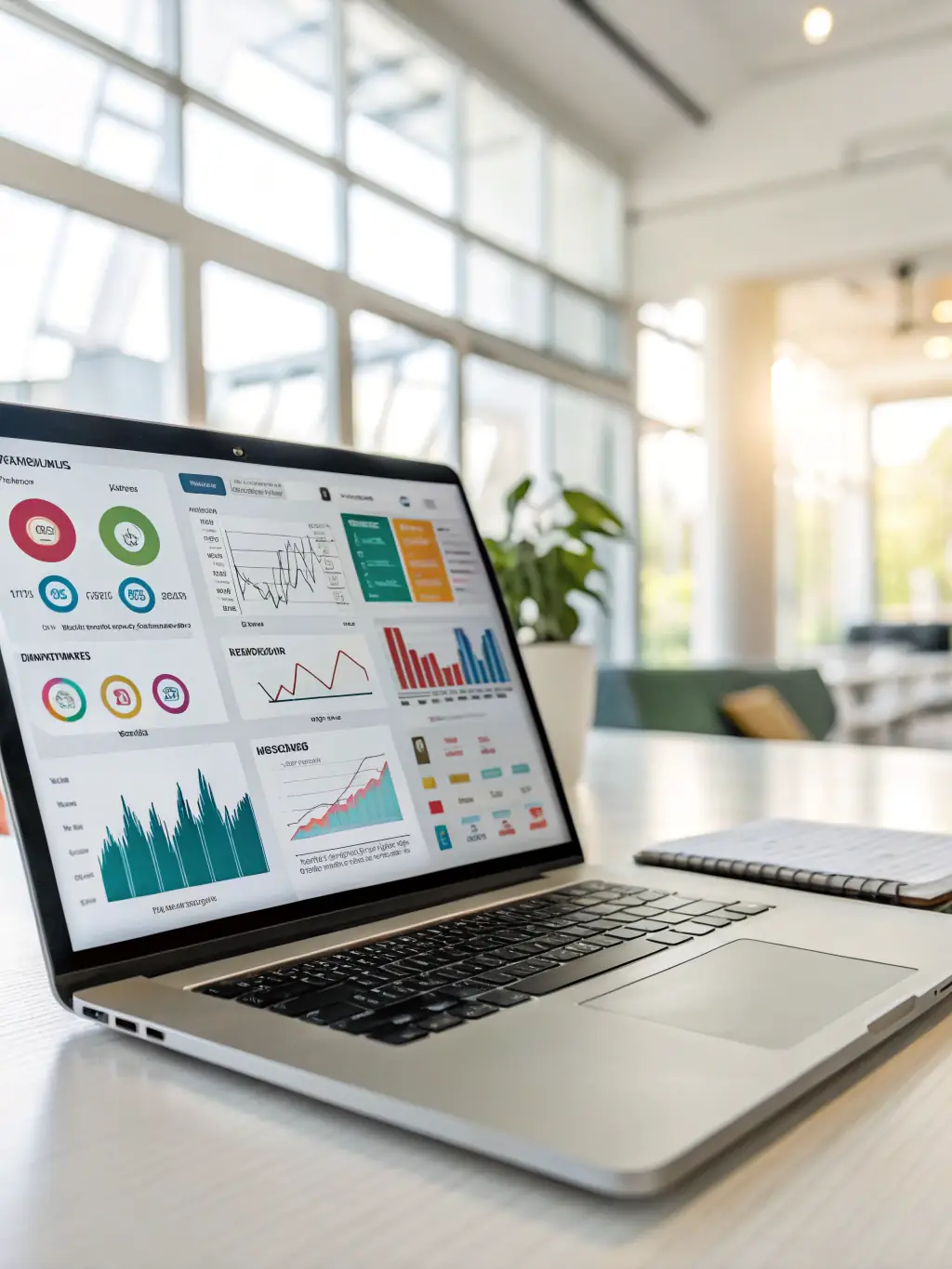 A mobile app interface showcasing a user-friendly dashboard with analytics and marketing tools, designed for a digital marketing agency.