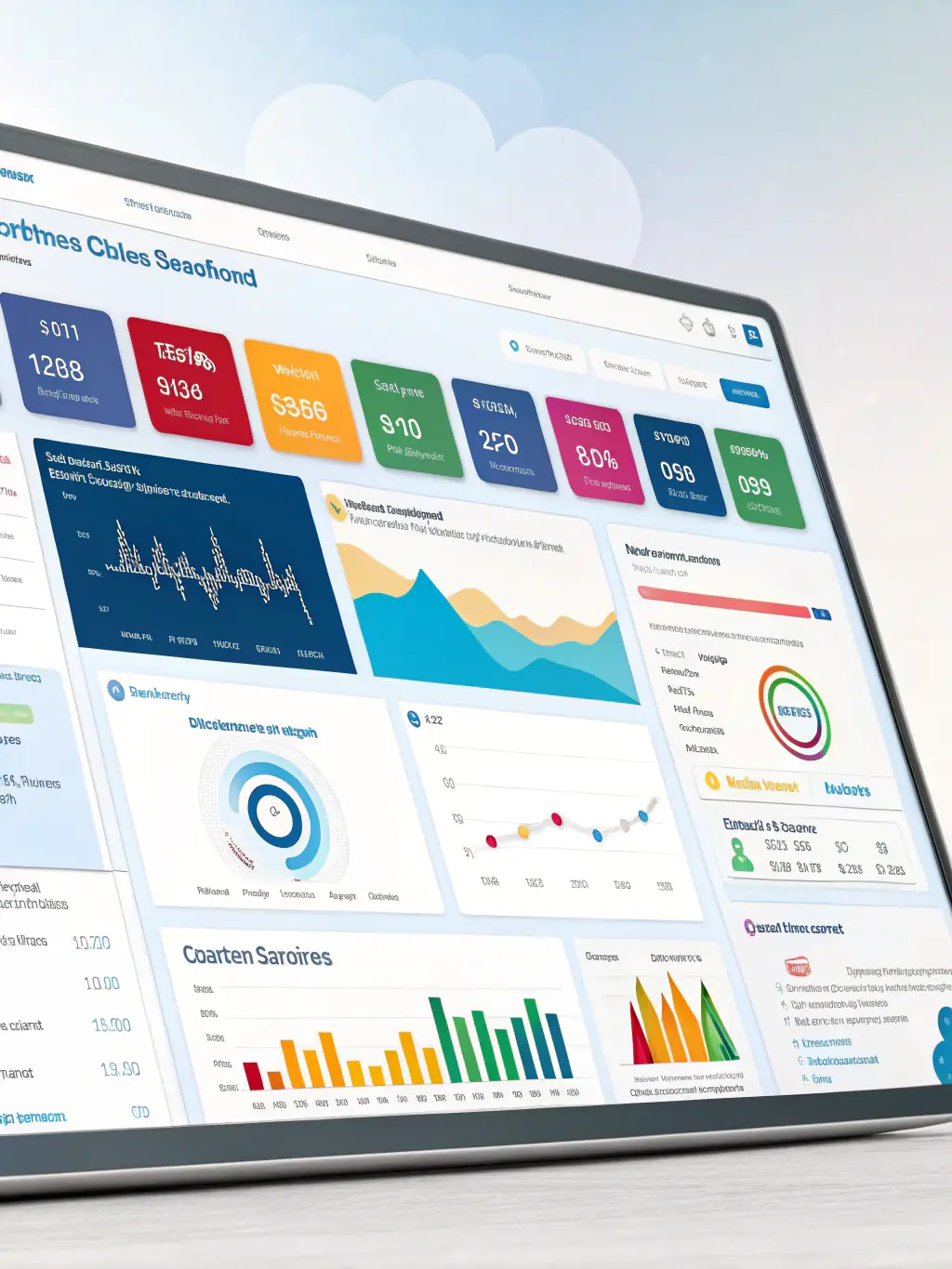 An image depicting a well-organized CRM dashboard with customer data, personalized interactions, and loyalty program metrics, showcasing Omegacube's CRM integration capabilities.