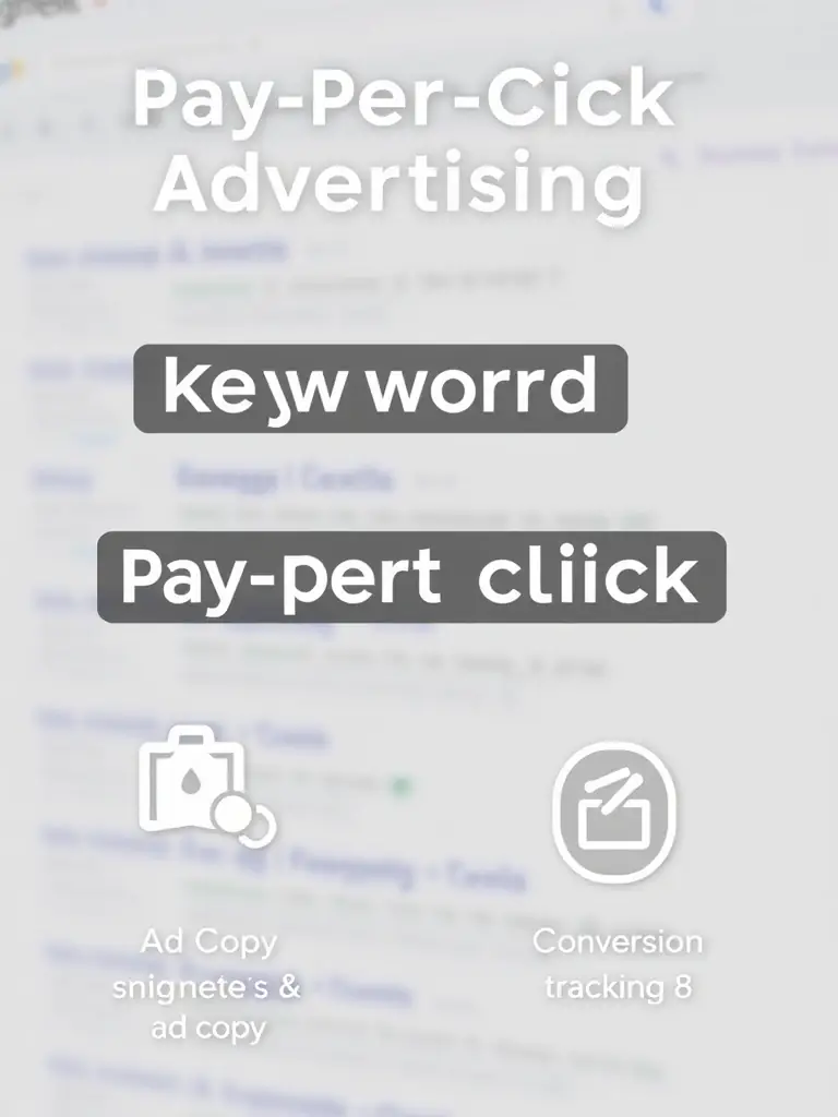 A visually appealing graphic illustrating the process of a successful PPC campaign, highlighting keyword research, ad creation, and conversion tracking.