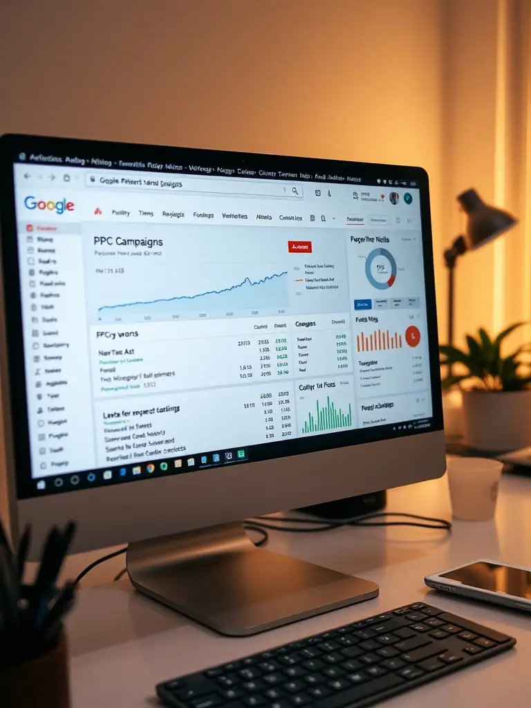 A visually appealing image showcasing a Google Ads Shopping campaign with various product listings and prices, emphasizing the reach and visibility achieved through optimized product feeds.