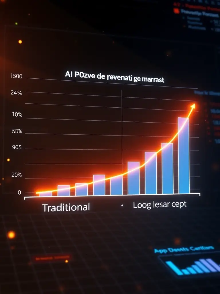 A graphic showcasing a cost comparison between traditional app development and AI-powered app development, highlighting the significant cost savings achieved through AI automation and efficiency.