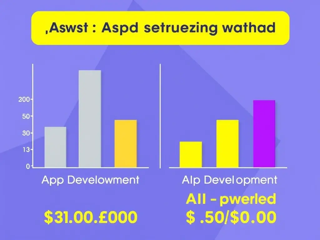A cost comparison chart showing traditional app development costs versus AI-powered app development costs, with a clear visual representation of the savings.