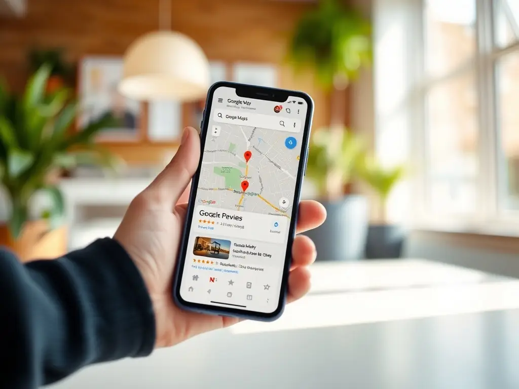 A screenshot of Google Maps displaying a local business listing with a prominent map marker and business details, showcasing enhanced visibility.