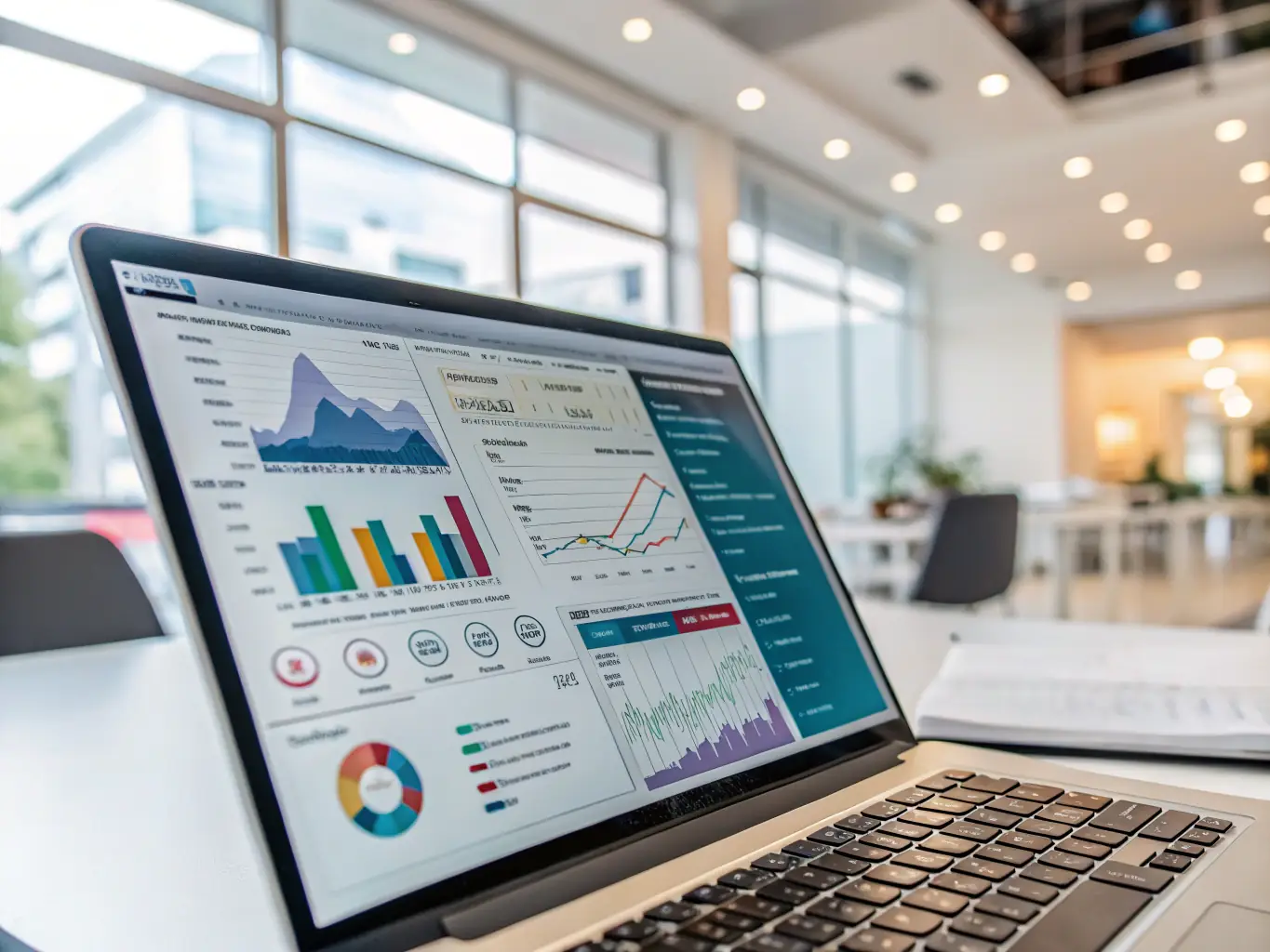 An image depicting data analytics dashboards showing positive trends in sales and customer engagement on an online marketplace.