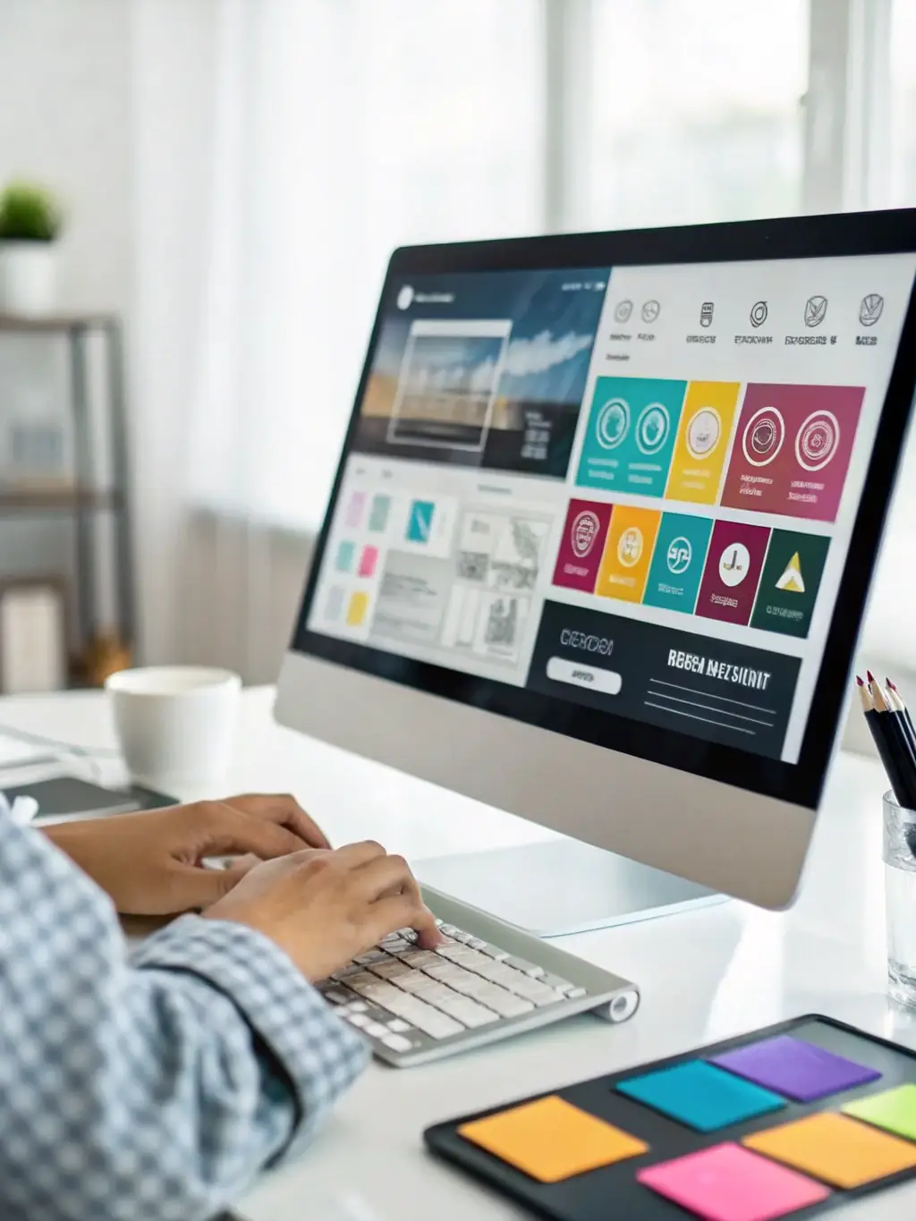 A clean, modern interface of the AI website builder, showcasing its intuitive drag-and-drop functionality and real-time preview capabilities, emphasizing ease of use for digital marketing professionals.