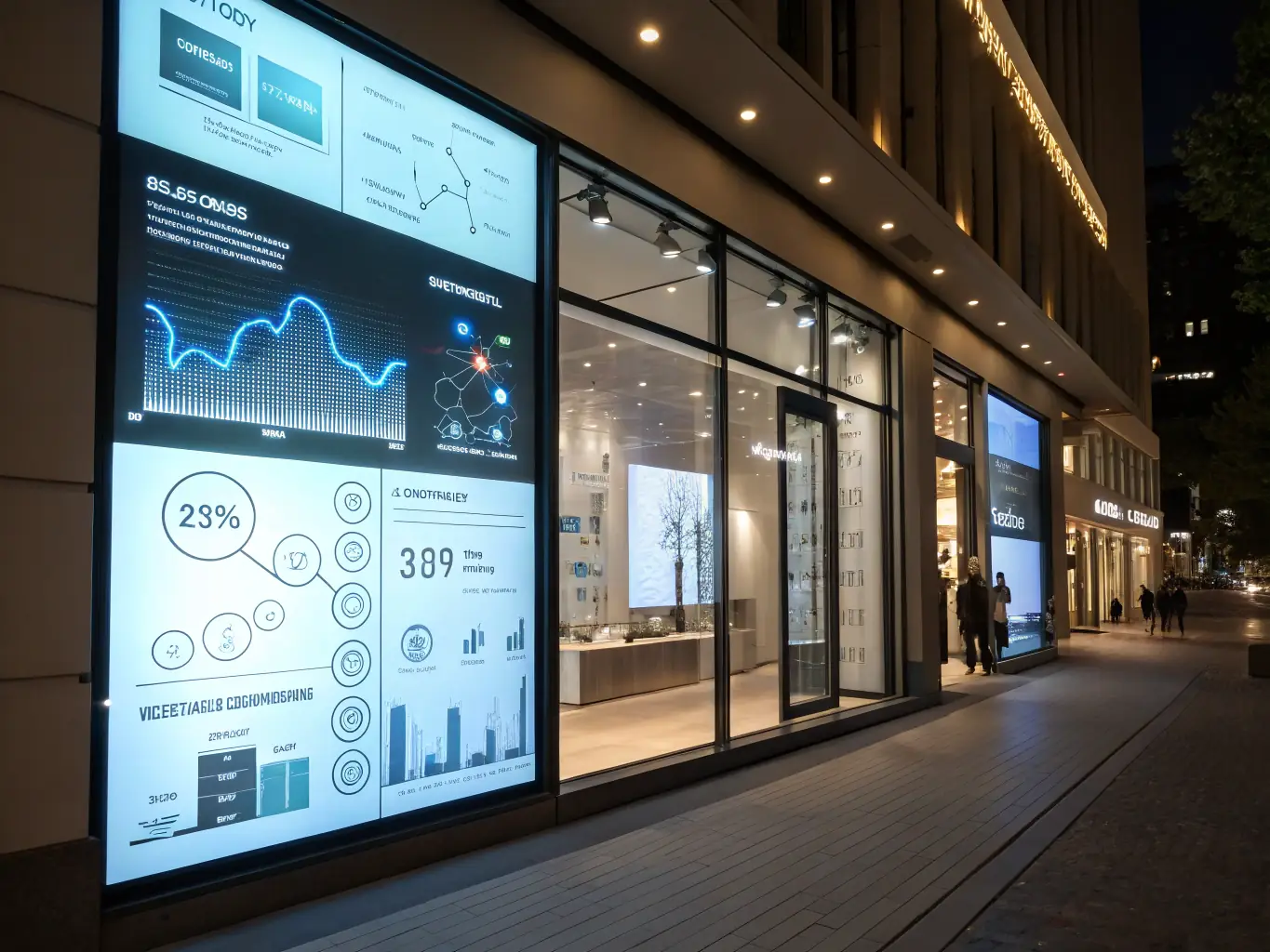 A graphic showcasing AI-powered automated updates to a Google Business Profile, including holiday hours, special promotions, and new product announcements.